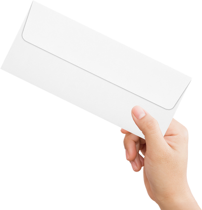 White Recycled 32lb #10 Square Flap Envelopes (4 1/8 x 9 1/2) with Peel & Seal