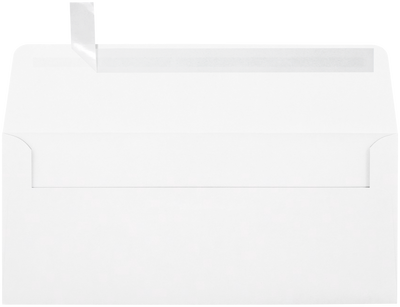 White Recycled 32lb #10 Square Flap Envelopes (4 1/8 x 9 1/2) with Peel & Seal