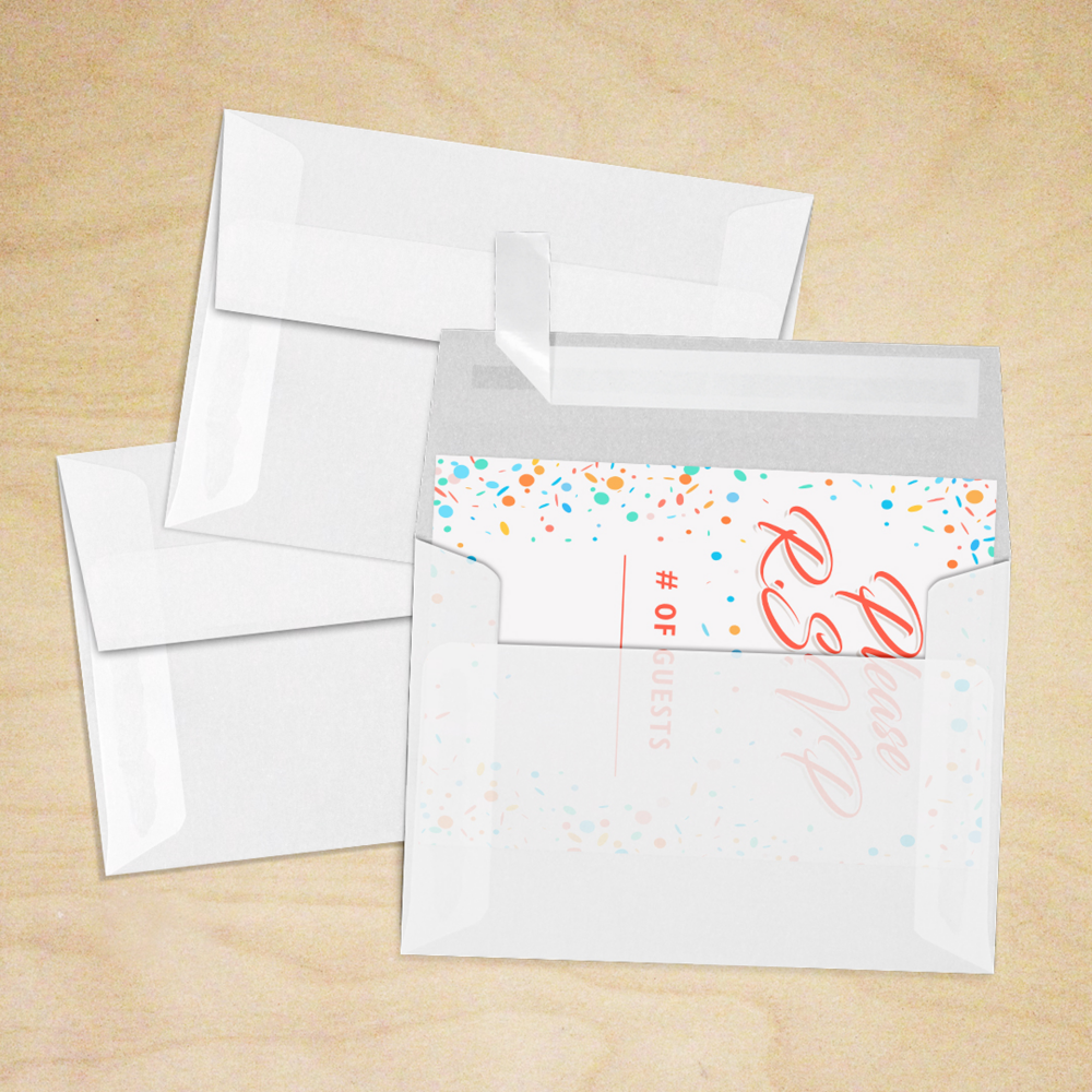 Clear Translucent 30lb A1 Invitation Envelopes (3 5/8 x 5 1/8) with Peel & Seal