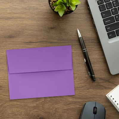 Violet Grape Purple 28lb A2 Invitation Envelopes (4 3/8 x 5 3/4) with Peel & Seal