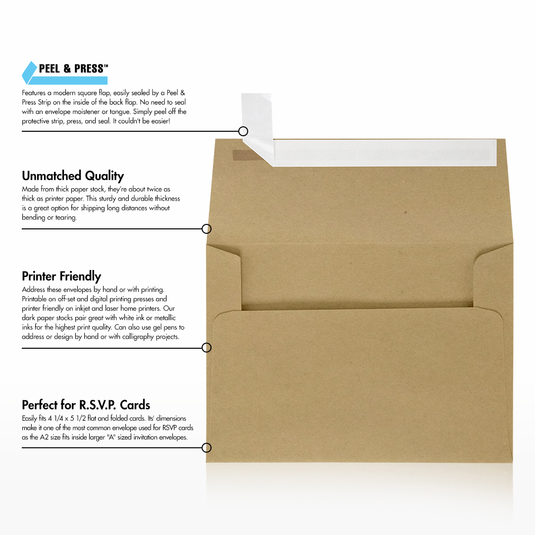 Grocery Bag 28lb A2 Invitation Envelopes (4 3/8 x 5 3/4) with Peel & Seal