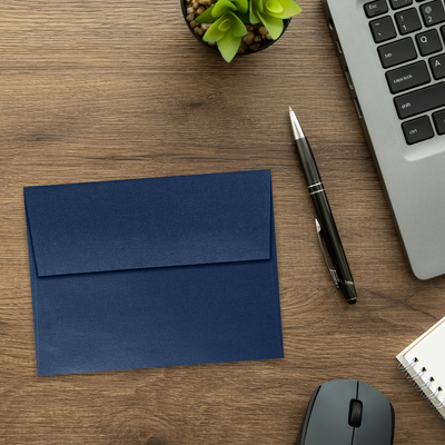 Lapis Navy Blue Metallic 32lb A2 Invitation Envelopes (4 3/8 x 5 3/4) with Peel & Seal