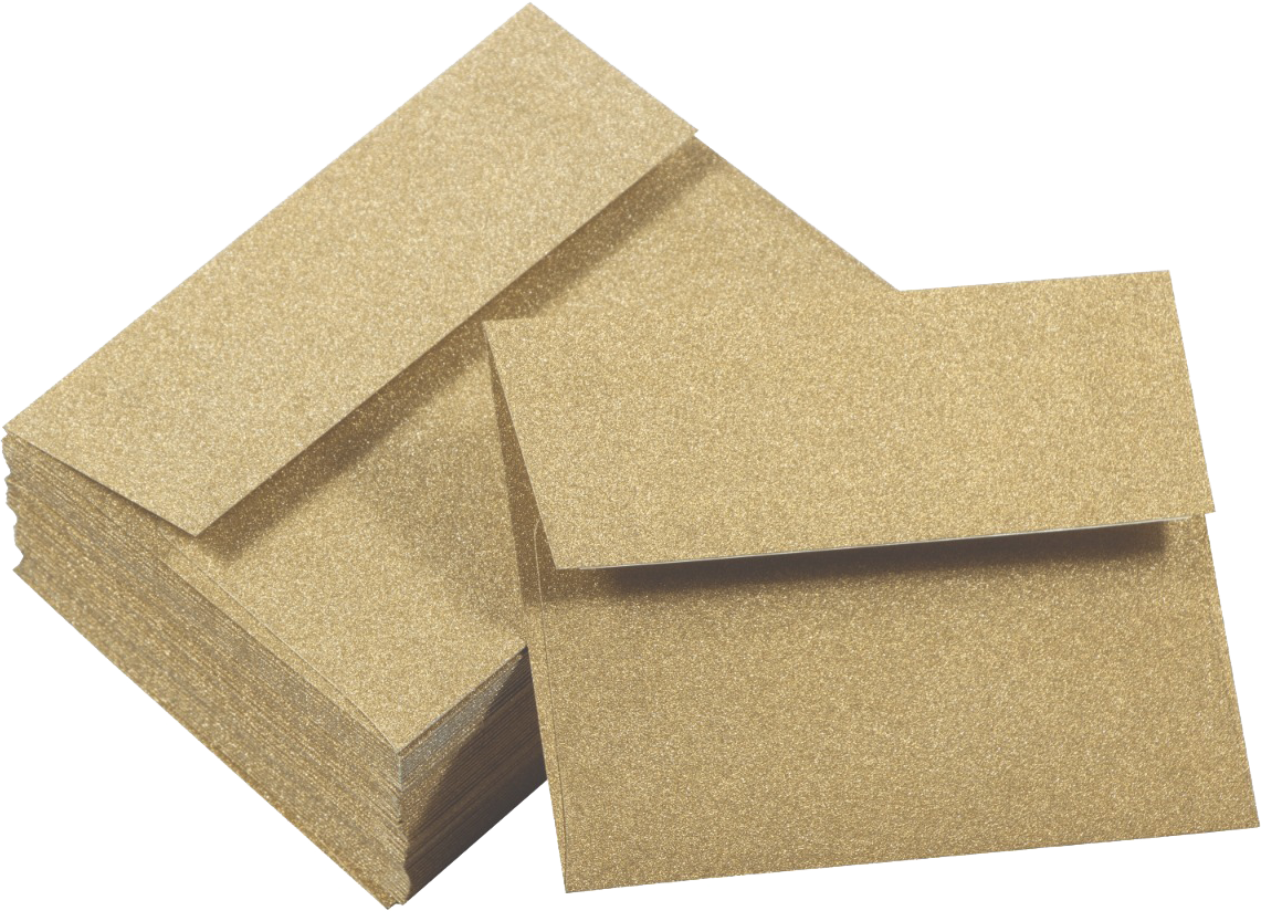 Gold Sparkle 90lb A2 Invitation Envelopes (4 3/8 x 5 3/4) with Peel & Seal
