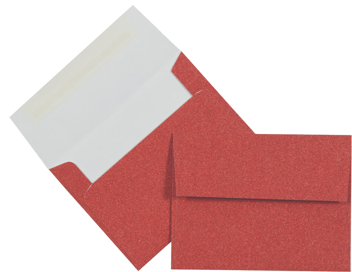 Holiday Red Sparkle 90lb A2 Invitation Envelopes (4 3/8 x 5 3/4) with Peel & Seal