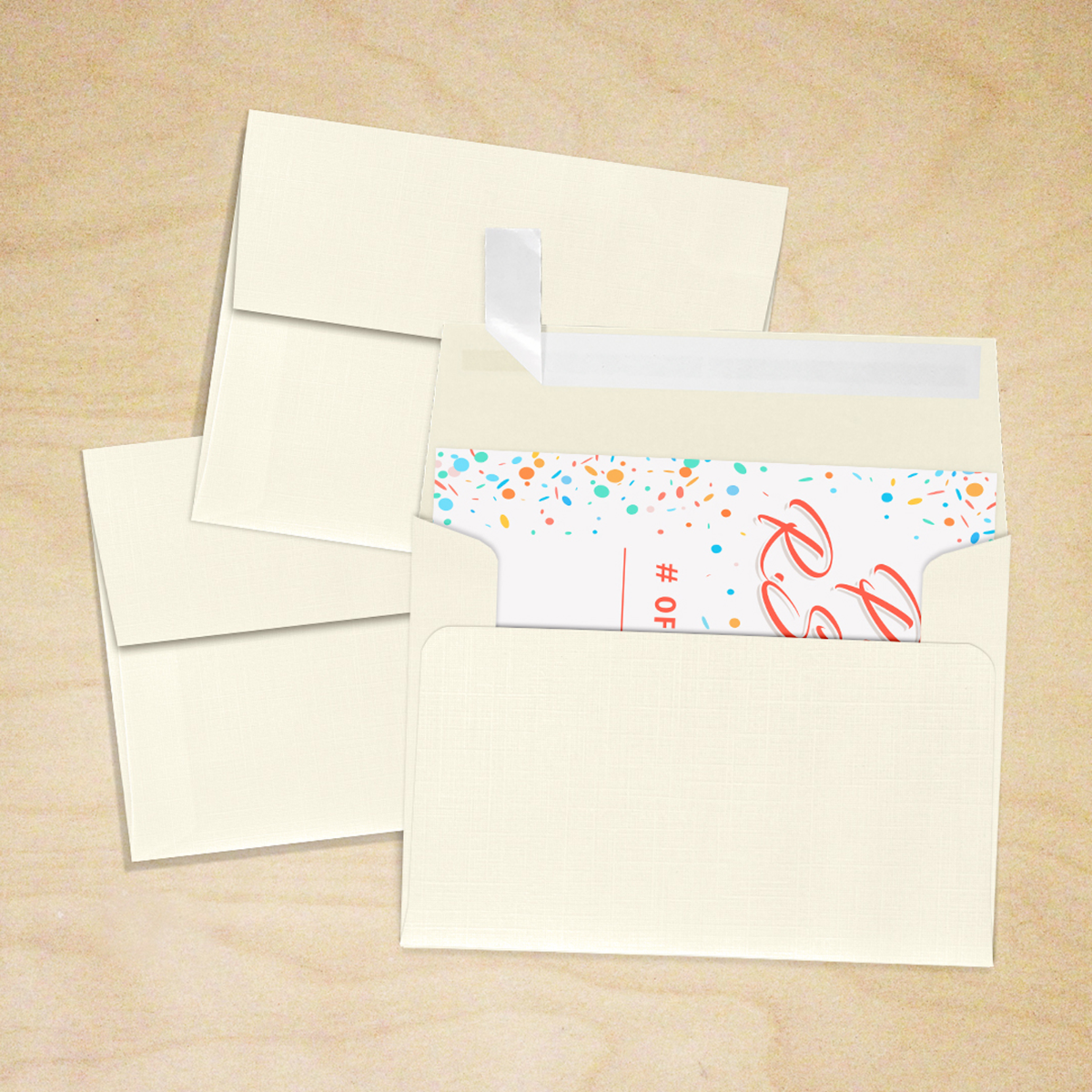 Natural Linen 32lb A2 Invitation Envelopes (4 3/8 x 5 3/4) with Peel & Seal