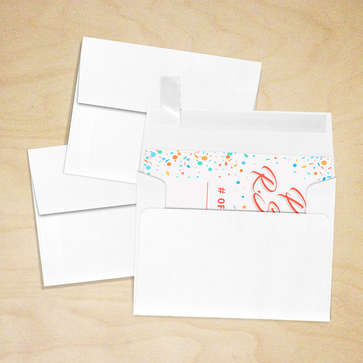 White Linen 32lb A2 Invitation Envelopes (4 3/8 x 5 3/4) with Peel & Seal