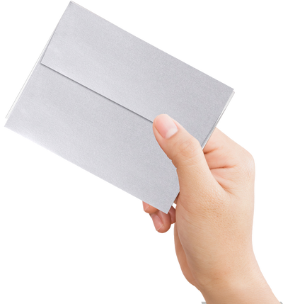 Silver Metallic 32lb A4 Invitation Envelopes (4 1/4 x 6 1/4) with Peel & Seal