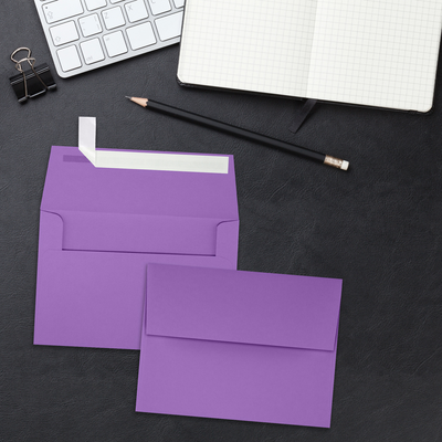 Violet Grape Purple 28lb A4 Invitation Envelopes (4 1/4 x 6 1/4) with Peel & Seal
