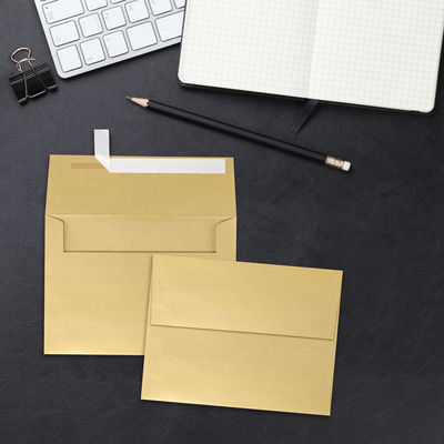 Light Gold Blonde Metallic 32lb A4 Invitation Envelopes (4 1/4 x 6 1/4) with Peel & Seal