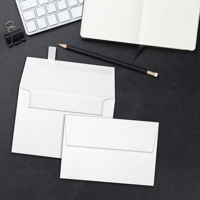 White Linen 32lb A4 Invitation Envelopes (4 1/4 x 6 1/4) with Peel & Seal