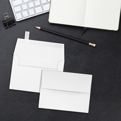 White Recycled 32lb A4 Invitation Envelopes (4 1/4 x 6 1/4) with Peel & Seal