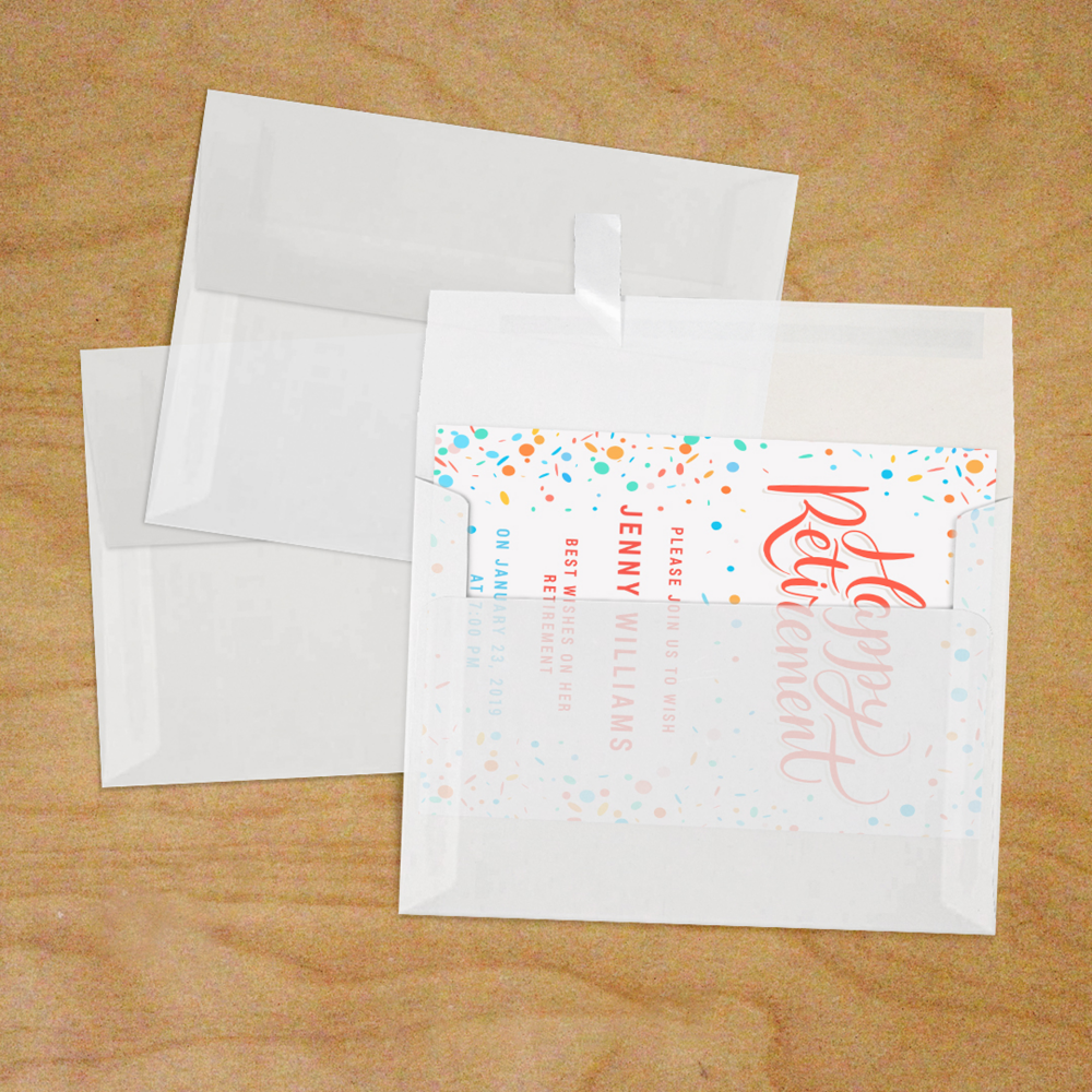 Clear Translucent 30lb A7 Invitation Envelopes (5 1/4 x 7 1/4) with Peel & Seal