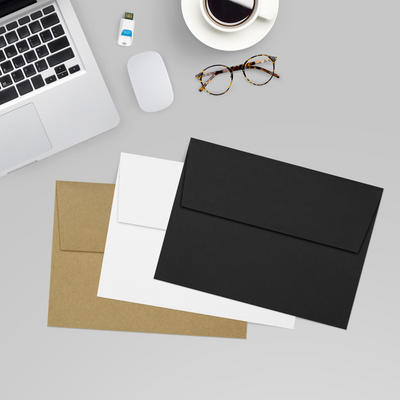 Black Linen 32lb A7 Invitation Envelopes (5 1/4 x 7 1/4) with Peel & Seal