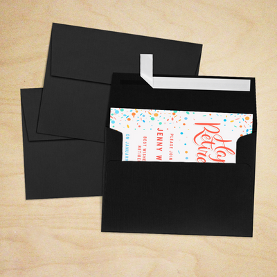 Black Linen 32lb A7 Invitation Envelopes (5 1/4 x 7 1/4) with Peel & Seal