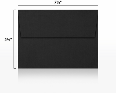 Black Linen 32lb A7 Invitation Envelopes (5 1/4 x 7 1/4) with Peel & Seal
