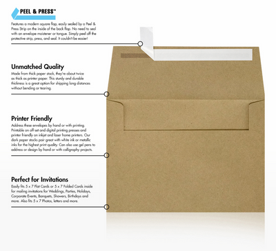 Grocery Bag 28lb A7 Invitation Envelopes (5 1/4 x 7 1/4) with Peel & Seal