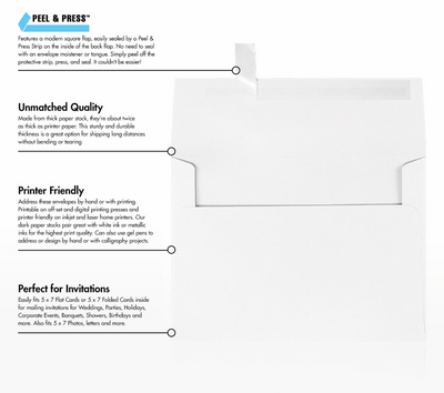 White 24lb A7 Invitation Envelopes (5 1/4 x 7 1/4) with Peel & Seal