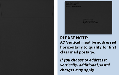 Smooth Midnight Black 32lb A7 Vertical Invitation Envelopes (5 1/4 x 7 1/4) with Peel & Seal