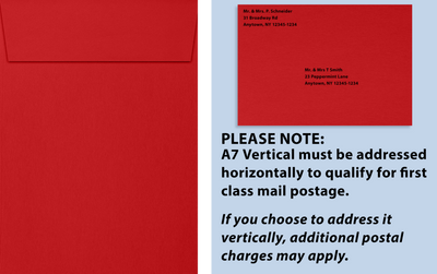 Red 32lb A7 Vertical Invitation Envelopes (5 1/4 x 7 1/4) with Peel & Seal
