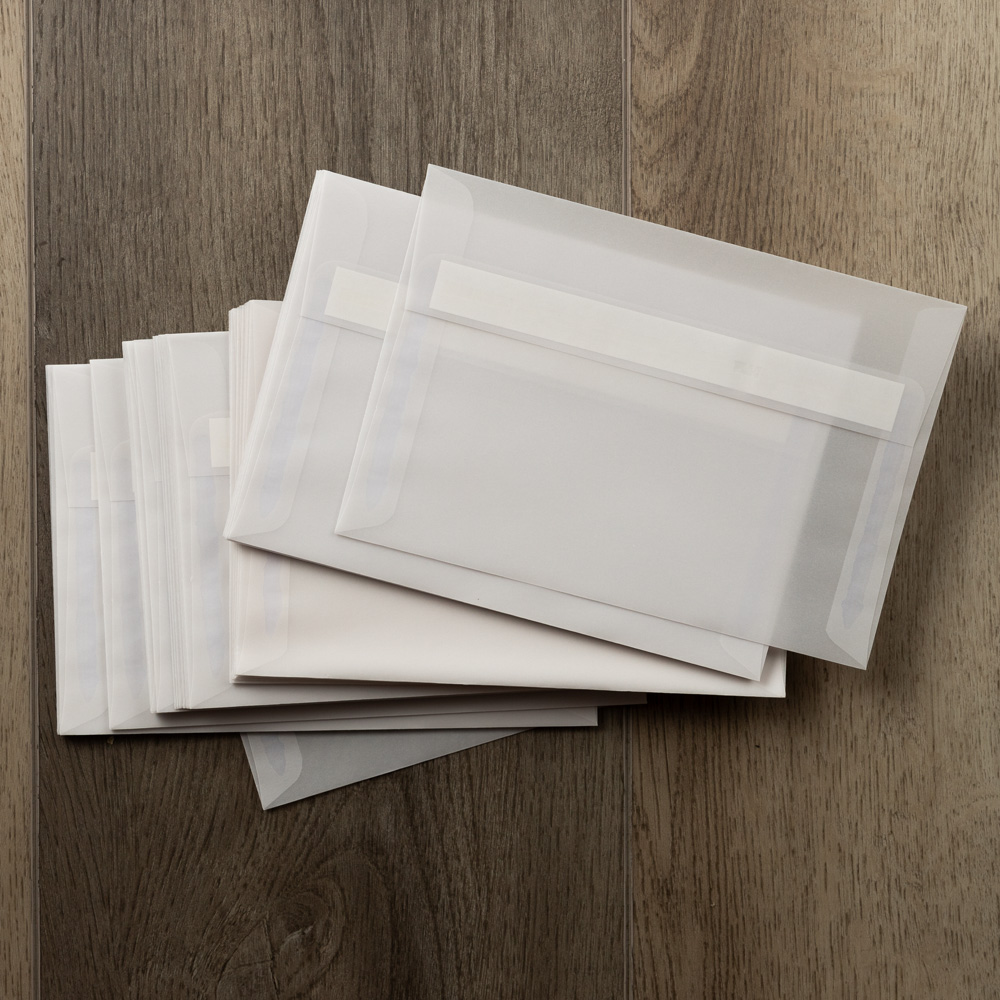 Clear Translucent 30lb A8 Invitation Envelopes (5 1/2 x 8 1/8) with Peel & Seal