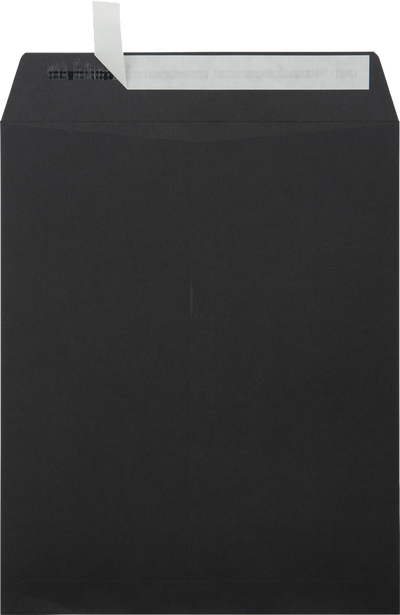 Smooth Midnight Black 32lb 8 1/2 x 10 1/2 Open End Envelopes with Peel & Seal