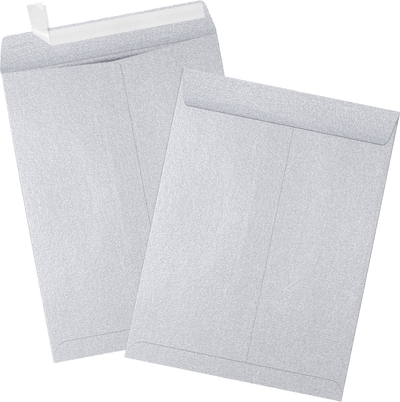Silver Metallic 32lb 9 x 12 Open End Envelopes with Peel & Seal