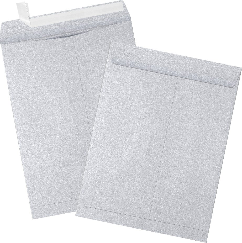 Silver Metallic 32lb 9 x 12 Open End Envelopes with Peel & Seal