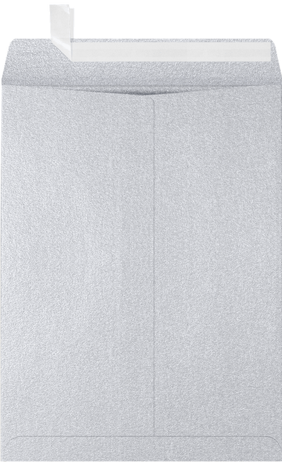 Silver Metallic 32lb 9 x 12 Open End Envelopes with Peel & Seal