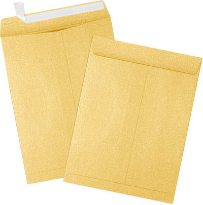 Gold Metallic 32lb 9 x 12 Open End Envelopes with Peel & Seal