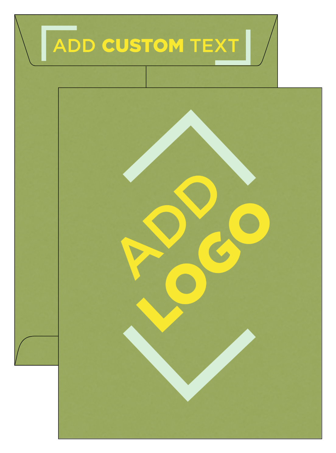 Dark Green Olive 28lb 9 x 12 Open End Envelopes with Peel & Seal
