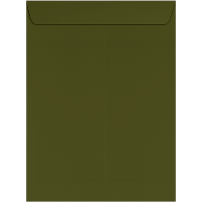 Dark Green Olive 28lb 9 x 12 Open End Envelopes with Peel & Seal