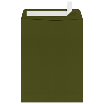 Dark Green Olive 28lb 9 x 12 Open End Envelopes with Peel & Seal