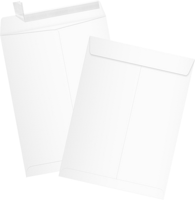 White Recycled 32lb 9 x 12 Open End Envelopes with Peel & Seal