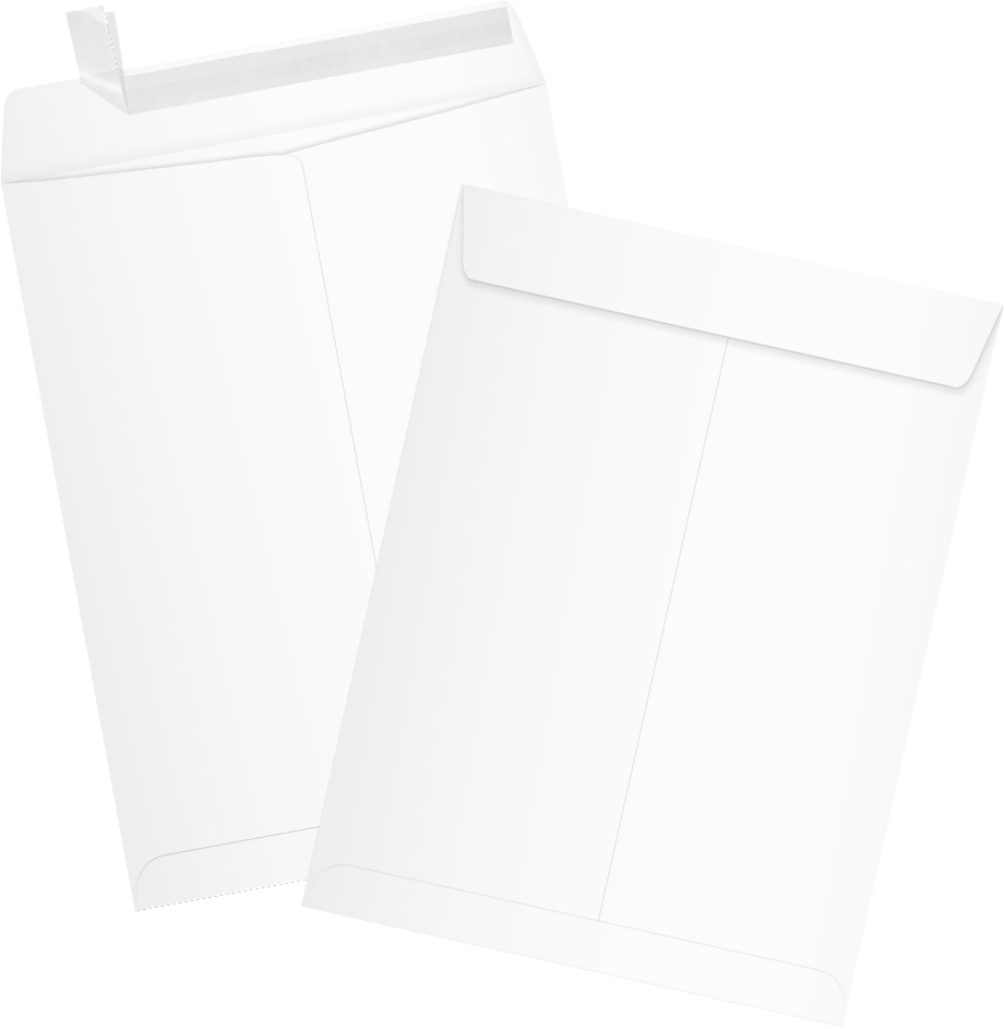 White Recycled 32lb 9 x 12 Open End Envelopes with Peel & Seal
