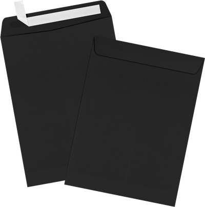 Black Linen 32lb 9 x 12 Open End Envelopes with Peel & Seal