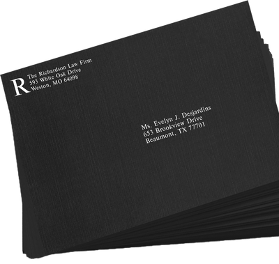 Black Linen 32lb 9 x 12 Open End Envelopes with Peel & Seal