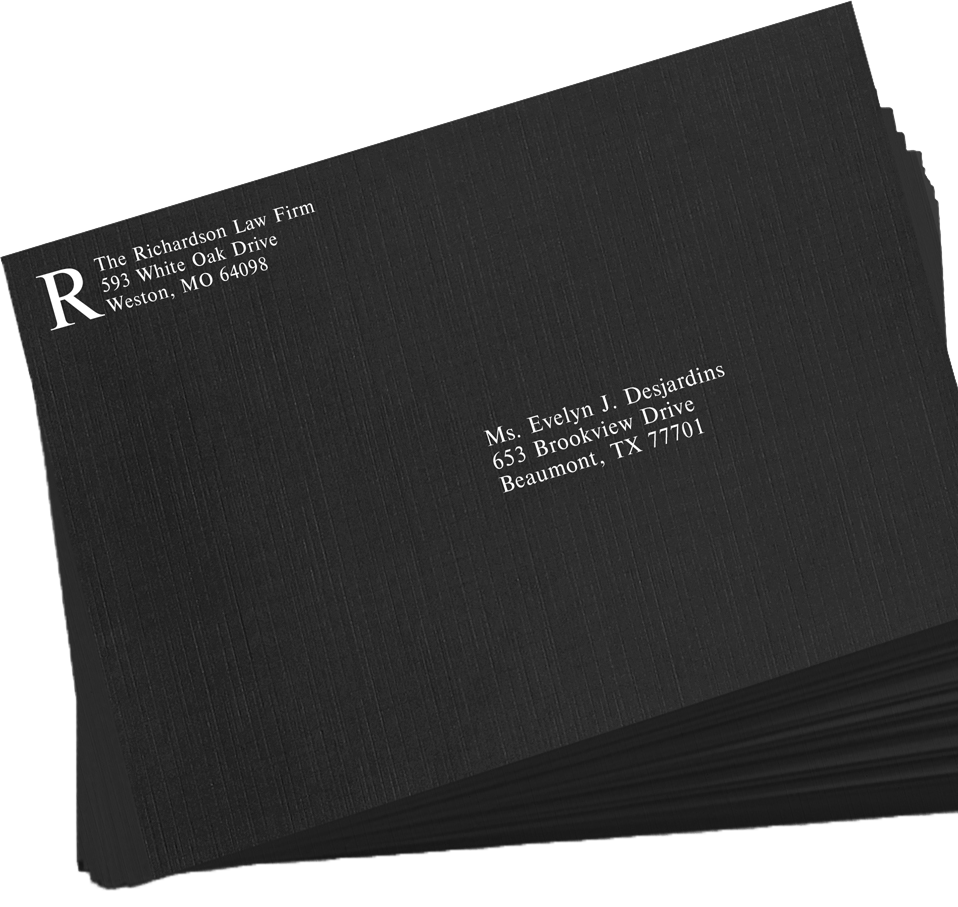 Black Linen 32lb 9 x 12 Open End Envelopes with Peel & Seal