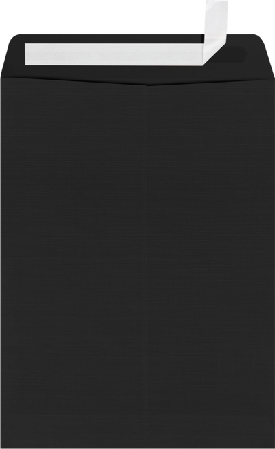 Black Linen 32lb 9 x 12 Open End Envelopes with Peel & Seal