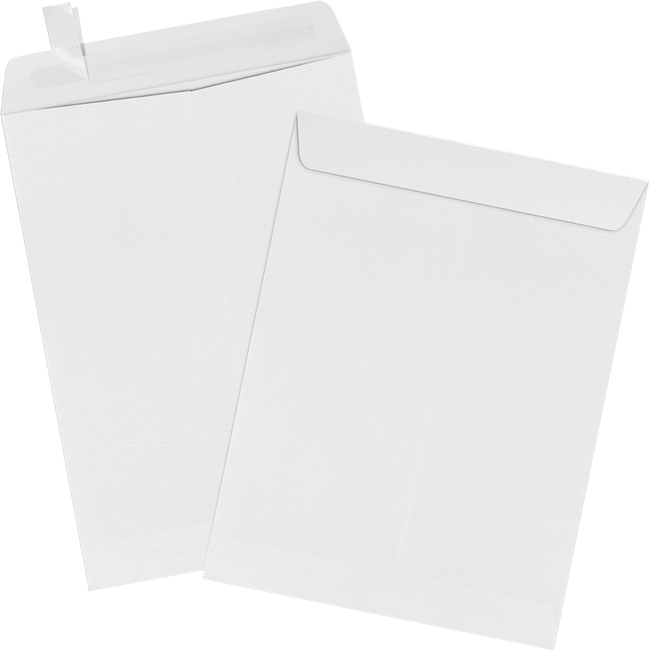 White Linen 32lb 9 x 12 Open End Envelopes with Peel & Seal