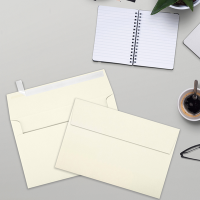 Natural Recycled 32lb A9 Invitation Envelopes (5 3/4 x 8 3/4) with Peel & Seal