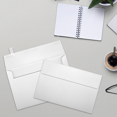 White Linen 32lb A9 Invitation Envelopes (5 3/4 x 8 3/4) with Peel & Seal