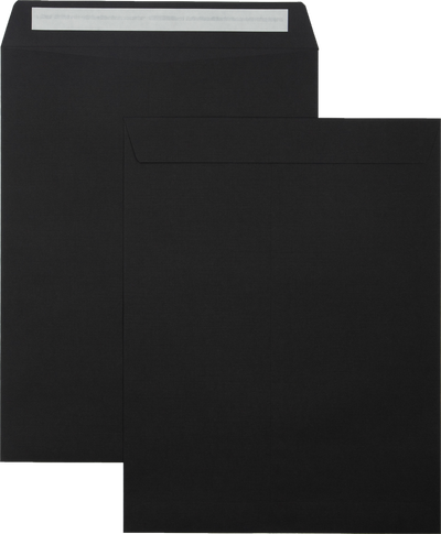 Black Linen 32lb 10 x 13 Open End Envelopes with Peel & Seal