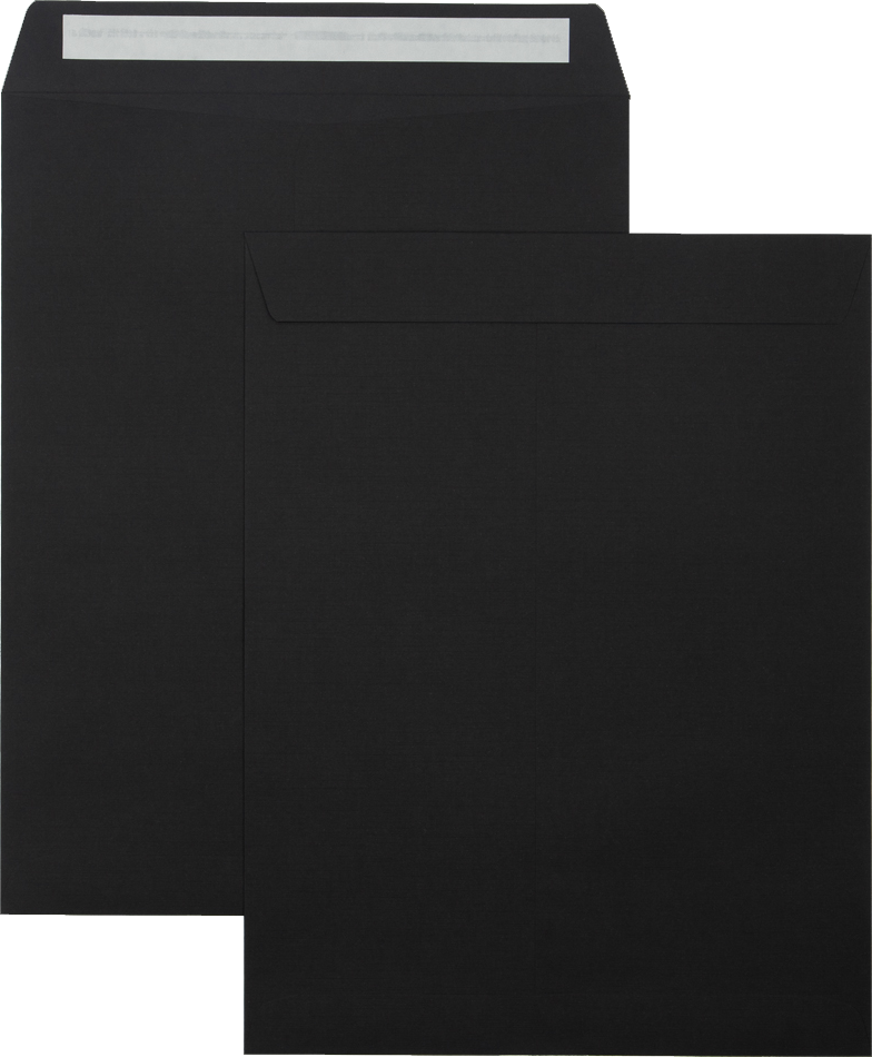Black Linen 32lb 10 x 13 Open End Envelopes with Peel & Seal