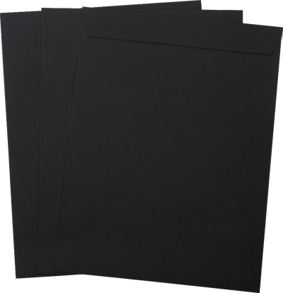 Black Linen 32lb 10 x 13 Open End Envelopes with Peel & Seal