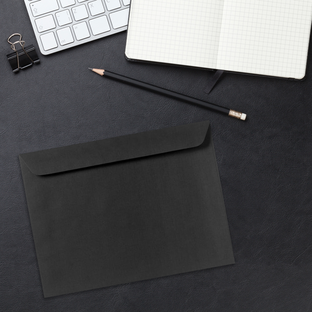 Black Linen 32lb 9 x 12 Booklet Envelopes