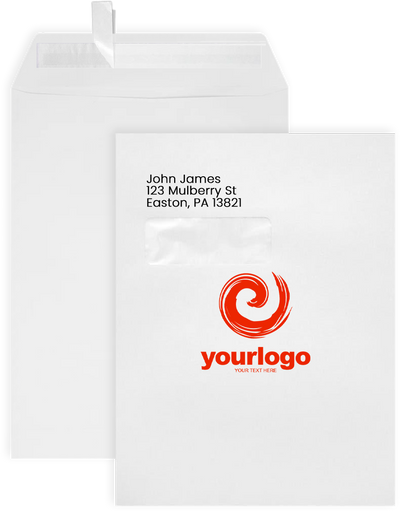 White 28lb 9 x 12 Open End Window Envelopes with Peel & Seal