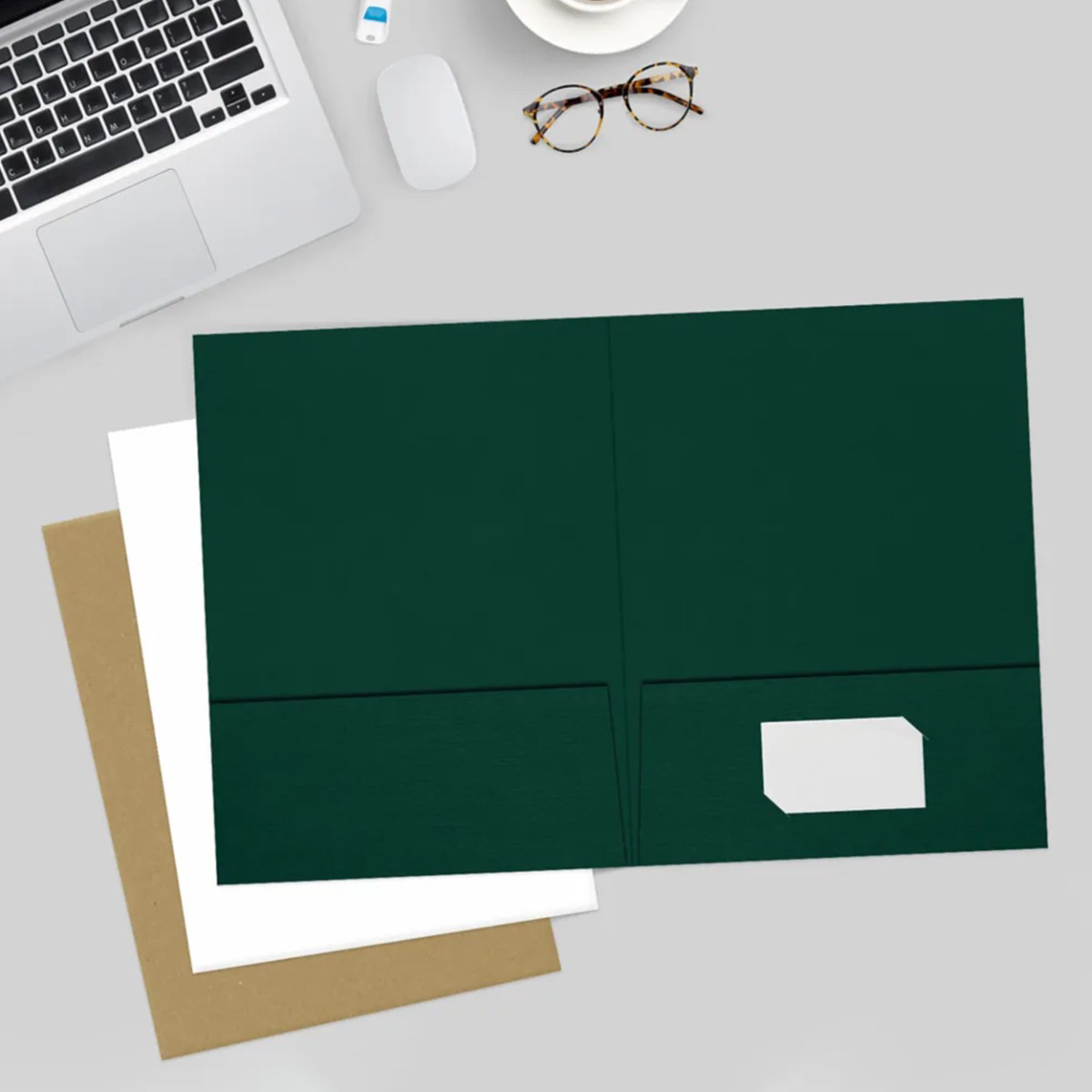 Dark Green Linen 9 x 12 Folders