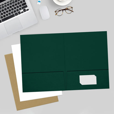 Dark Green Linen 9 x 12 Folders