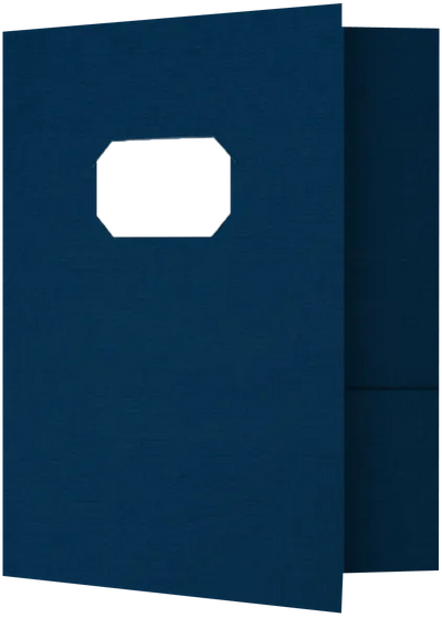 Nautical Navy Blue Linen 9 x 12 Folders with Front Cover Center Card Slits