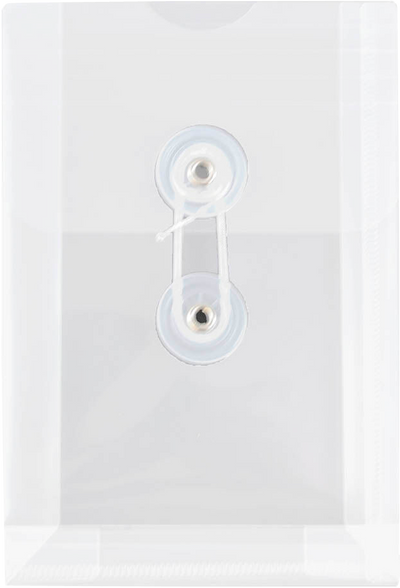 Clear 4 1/4 x 6 1/4 Open End Plastic Envelopes with Button & String
